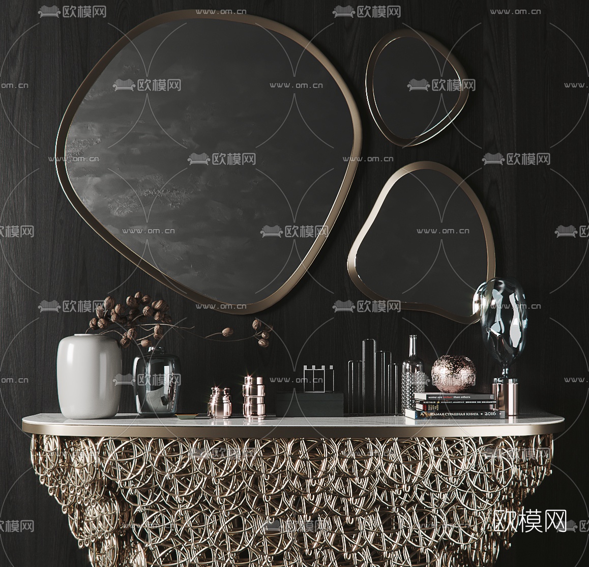 现代金属镂空端景台3d模型