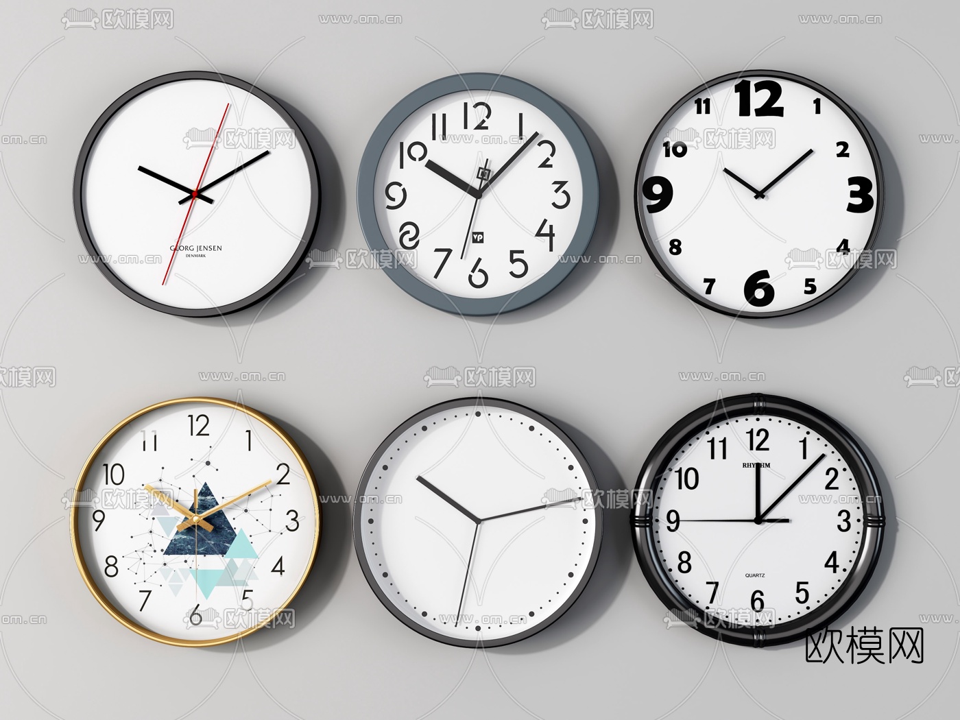 现代钟表挂钟su模型下载（渲染图1）
