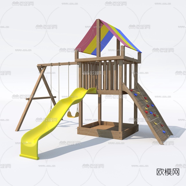 北欧实木滑滑梯免费3d模型