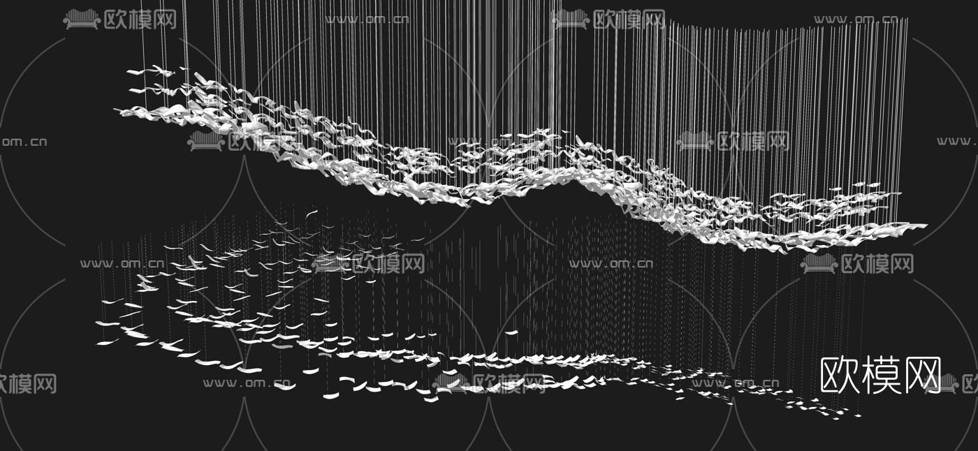 现代大堂展厅吊灯su模型下载（渲染图1）