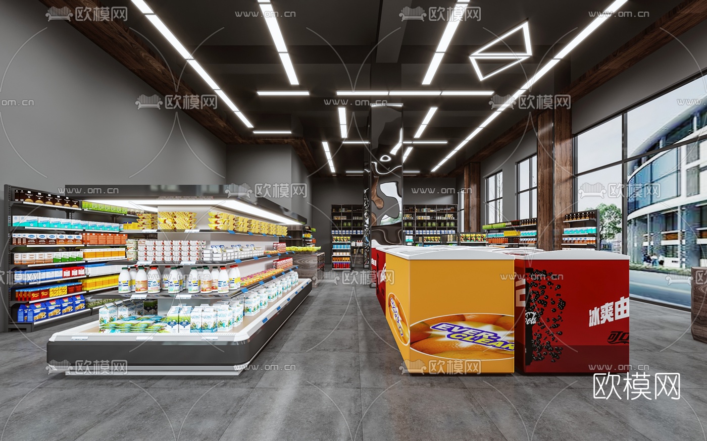 现代超市3d模型下载（渲染图2）