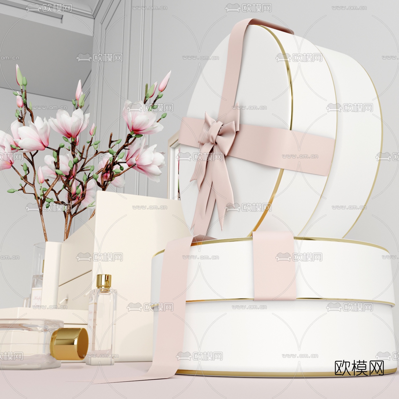 现代首饰珠宝香水摆件3d模型下载（渲染图3）