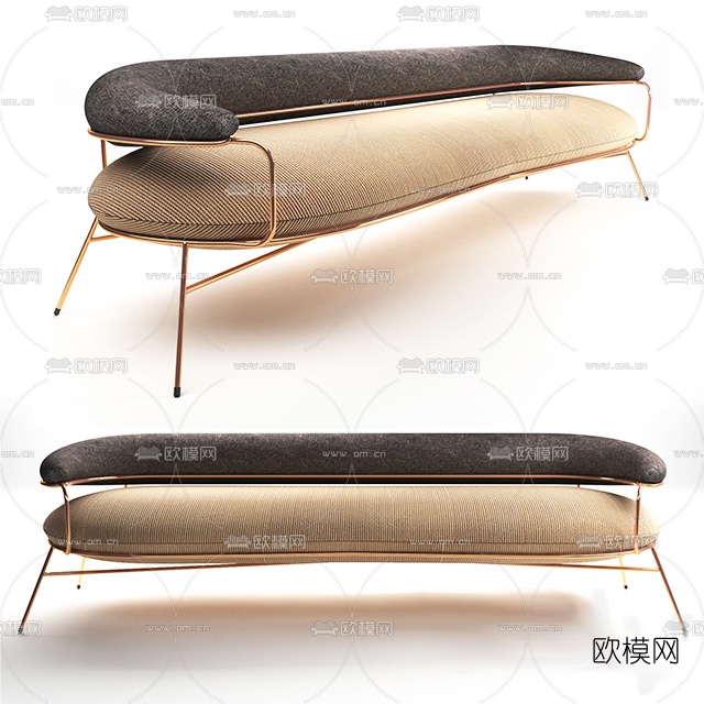 现代布艺多人沙发免费3d模型下载