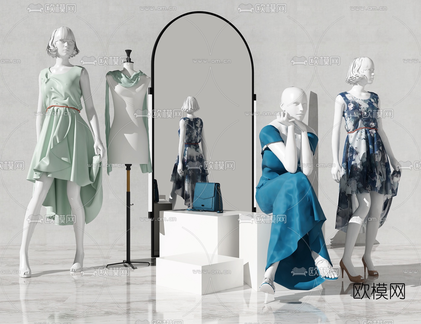 现代女性服装模特3d模型