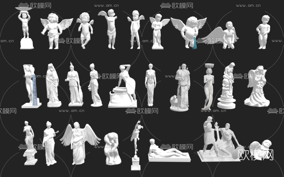 欧式天使石膏雕塑su模型下载