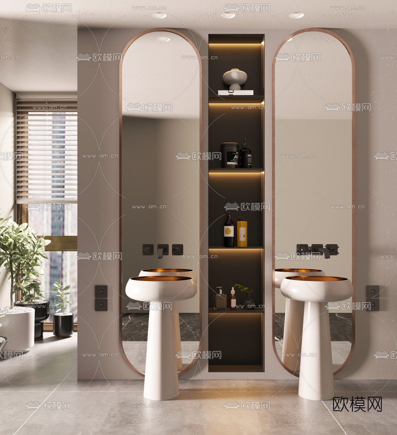 现代立柱式洗手台3d模型下载