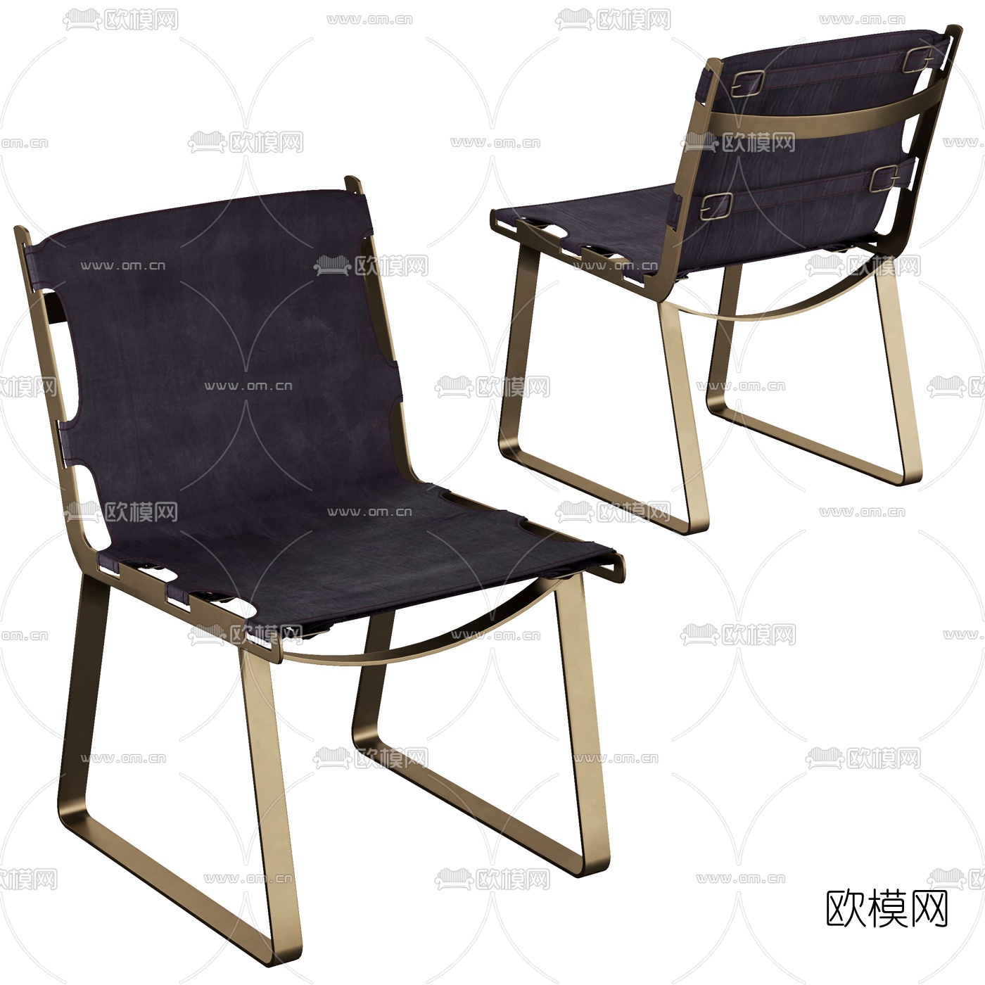 工业风皮革单椅3d模型下载（渲染图1）