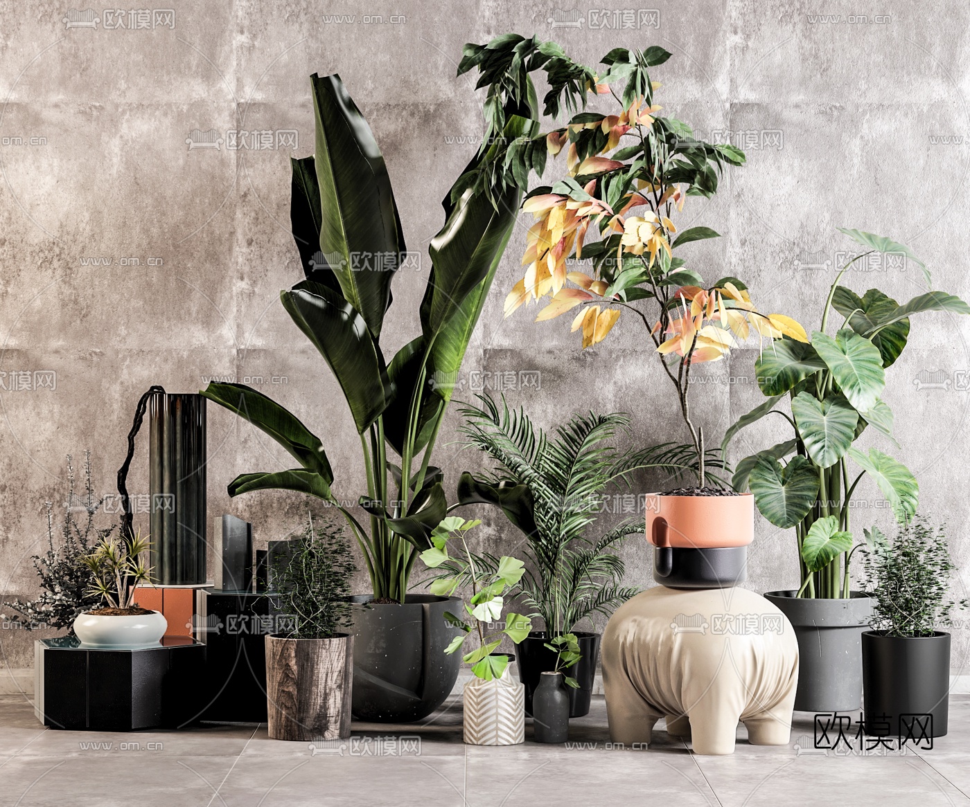 现代绿植盆栽3d模型