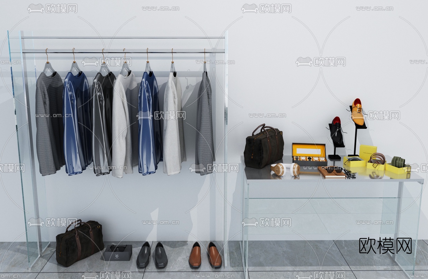 现代男装鞋包服饰3d模型