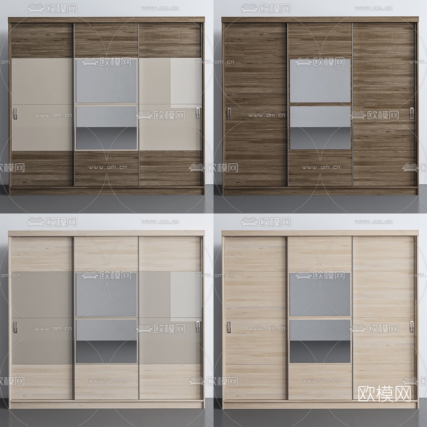 现代简约衣柜3d模型下载