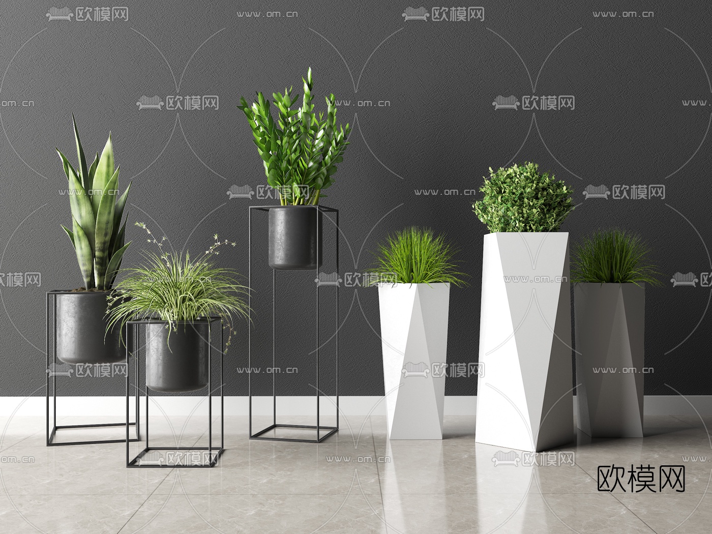 现代绿植盆栽3d模型