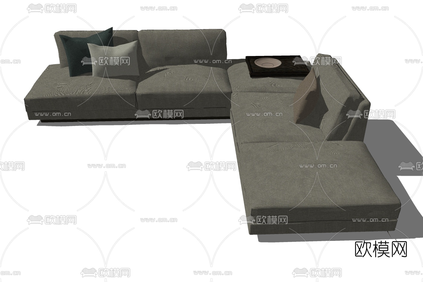 现代布艺转角多人沙发su模型下载