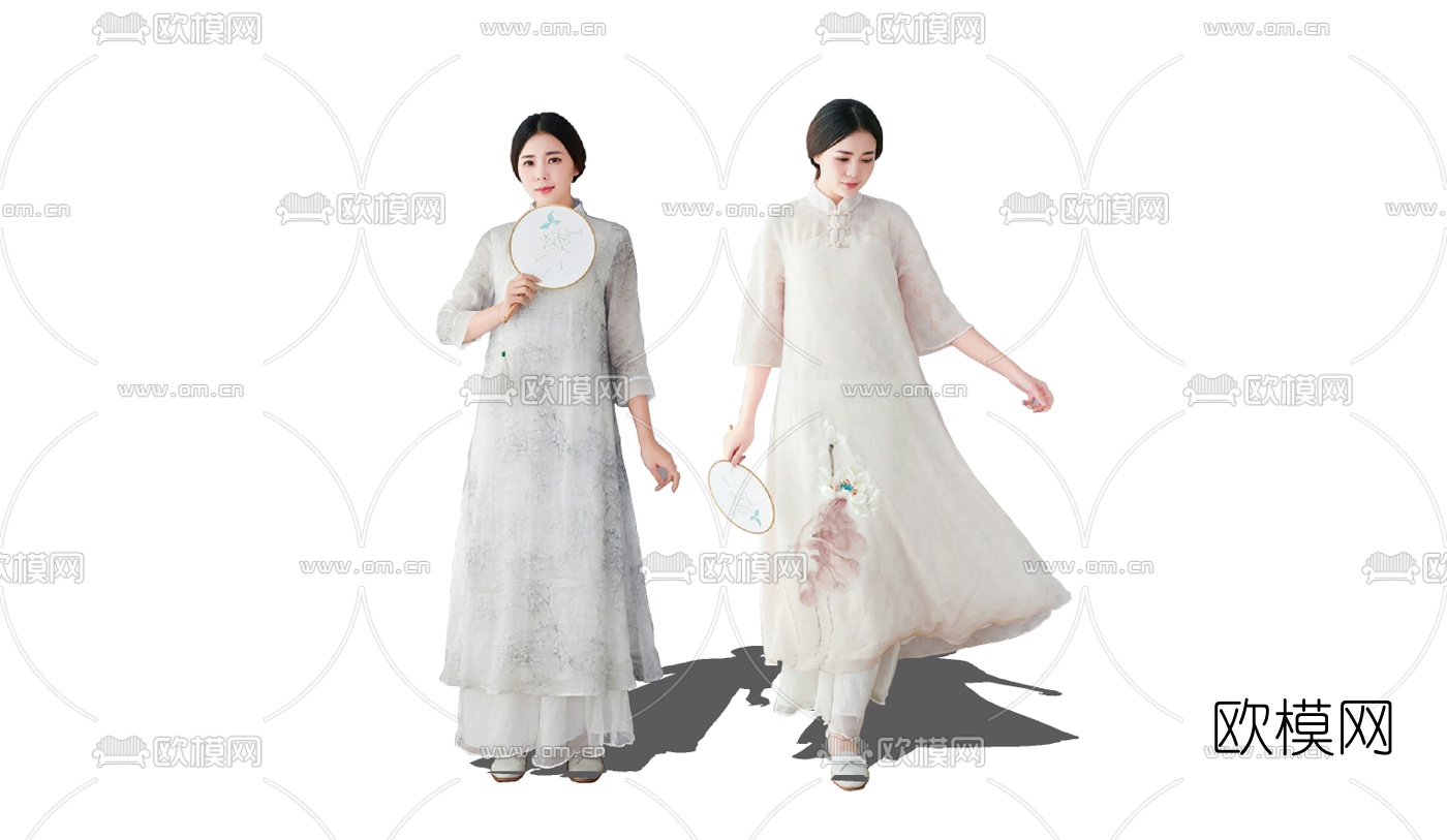 新中式古装美女人物su模型下载