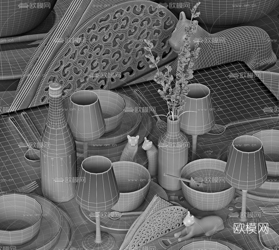 北欧金属餐具3d模型下载（渲染图3）