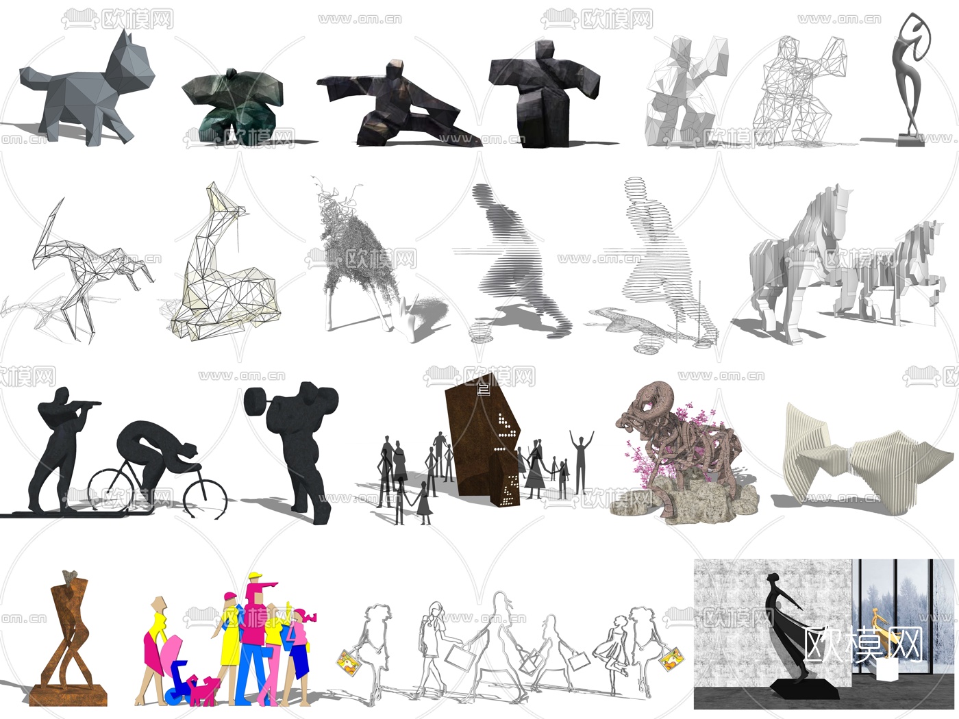 现代抽象雕塑su模型下载（渲染图2）