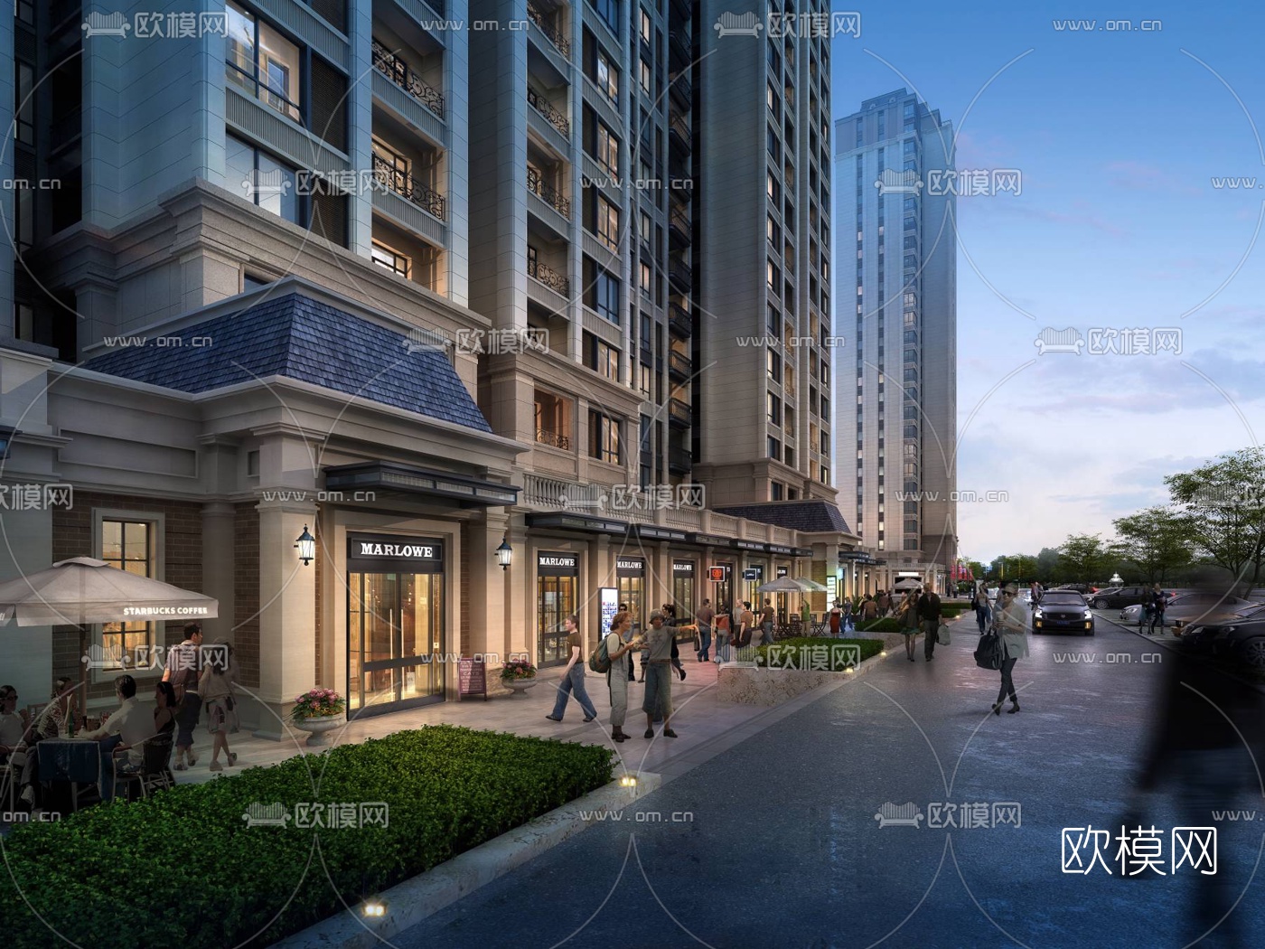 简欧住宅小区鸟瞰3d模型下载（渲染图4）