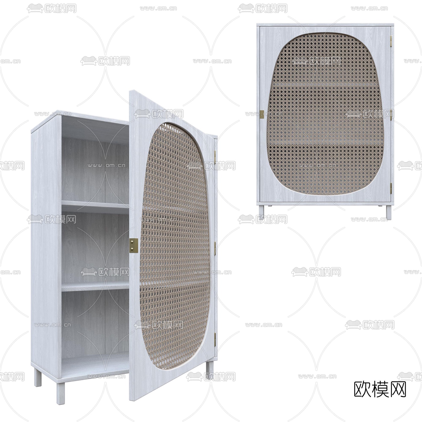 北欧藤编储物柜3d模型下载（渲染图2）