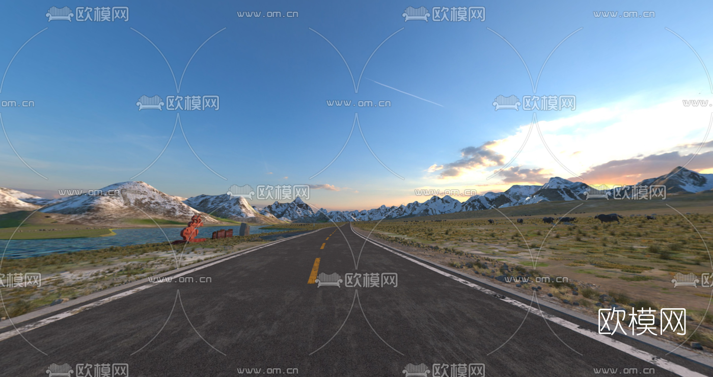 现代高原马路vr全景3d模型