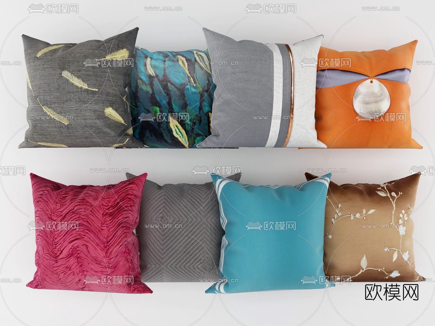 现代布艺抱枕3d模型下载