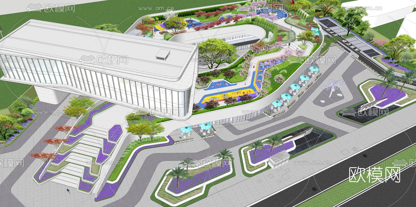 现代商业中心鸟瞰su模型下载（渲染图1）