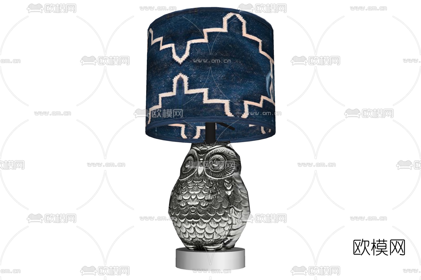 现代猫头鹰雕塑台灯su模型下载