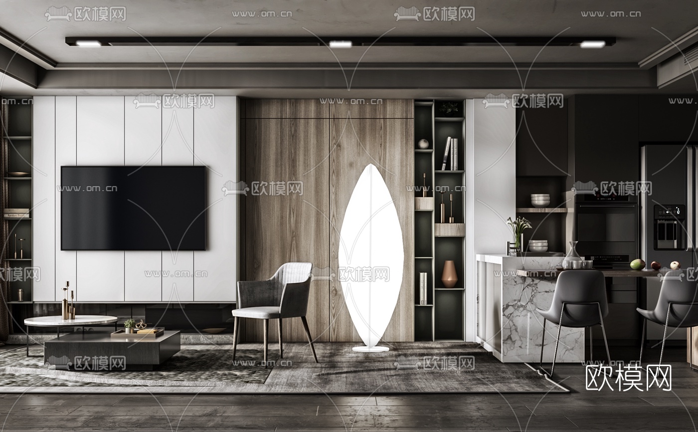 现代简约客餐厅3d模型