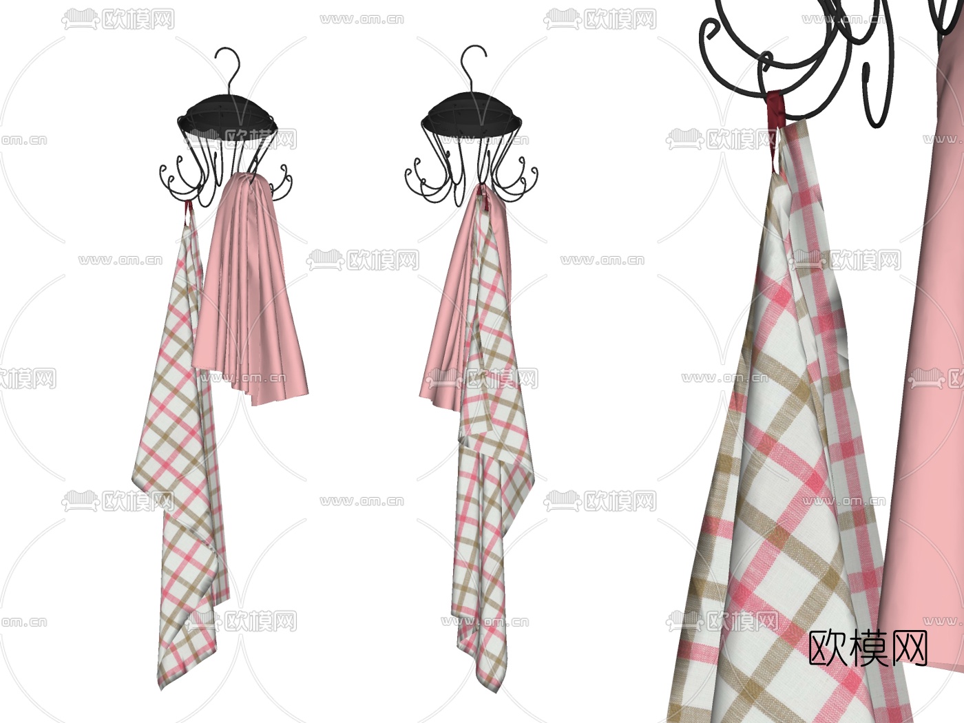 简欧简约衣架毛巾su模型下载（渲染图2）