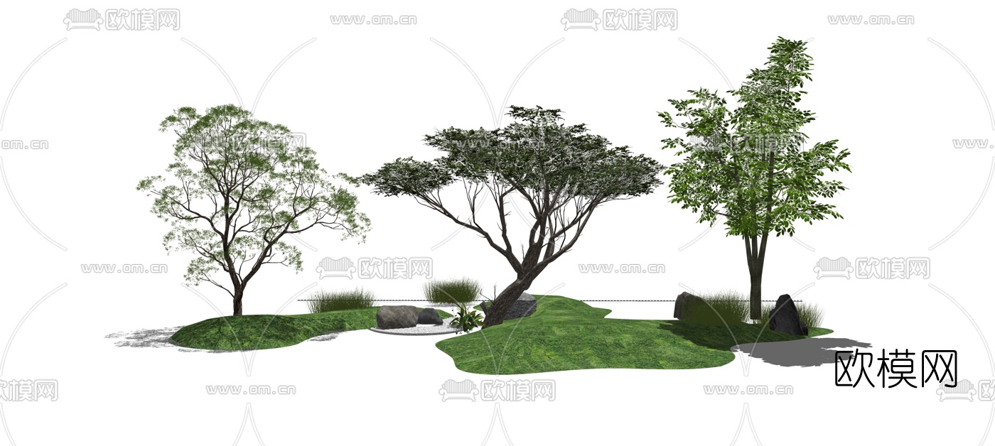 现代景观树su模型下载（渲染图2）