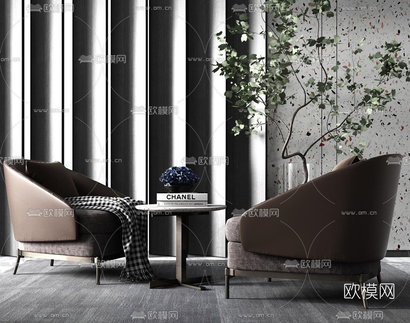 现代皮革休闲沙发边几3d模型下载