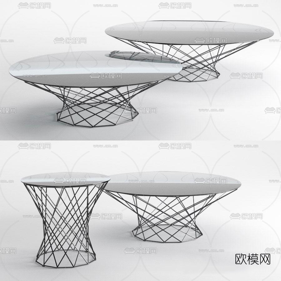 现代铁艺子母茶几免费3d模型