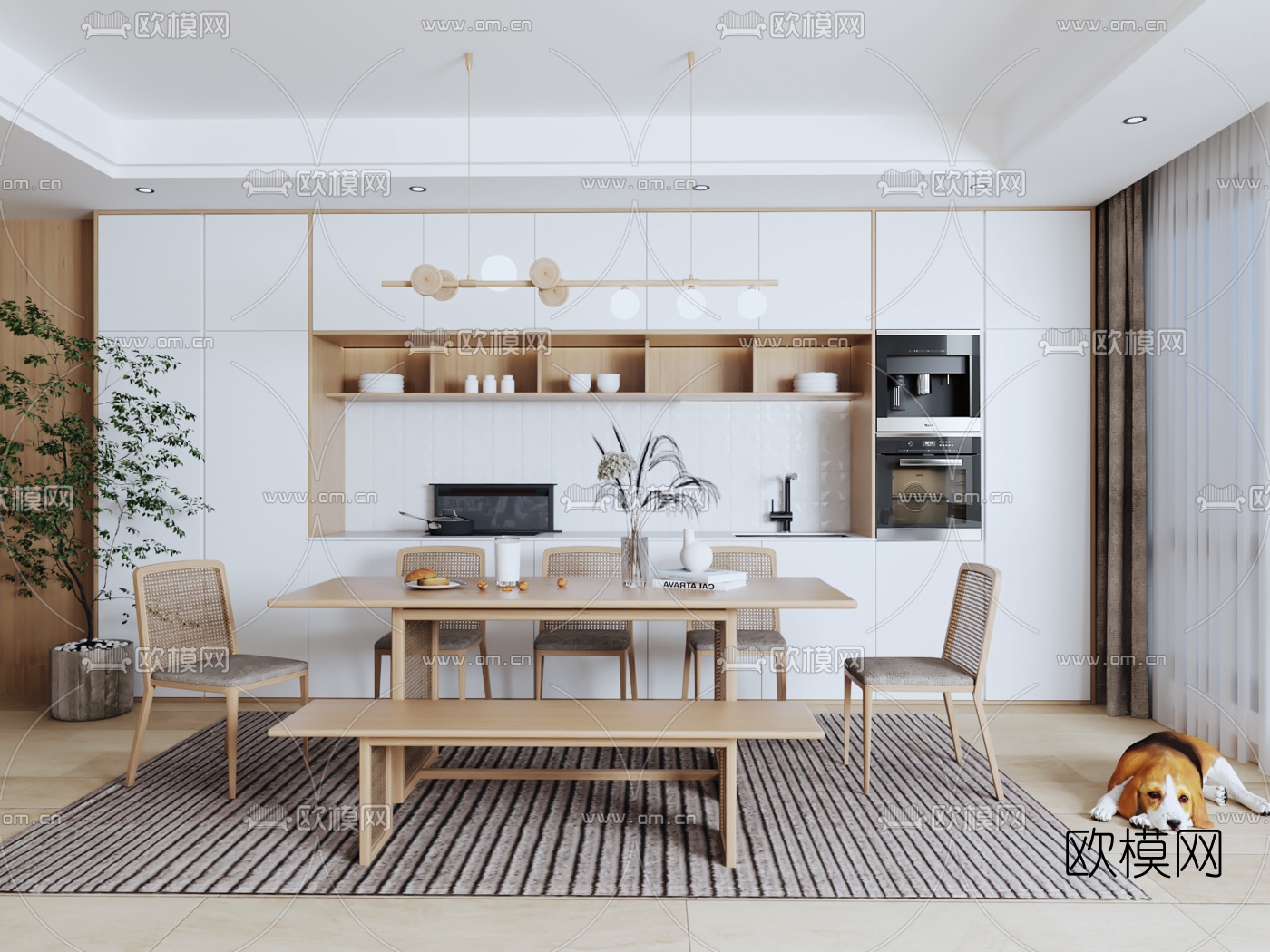 北欧餐厅su模型下载（渲染图1）