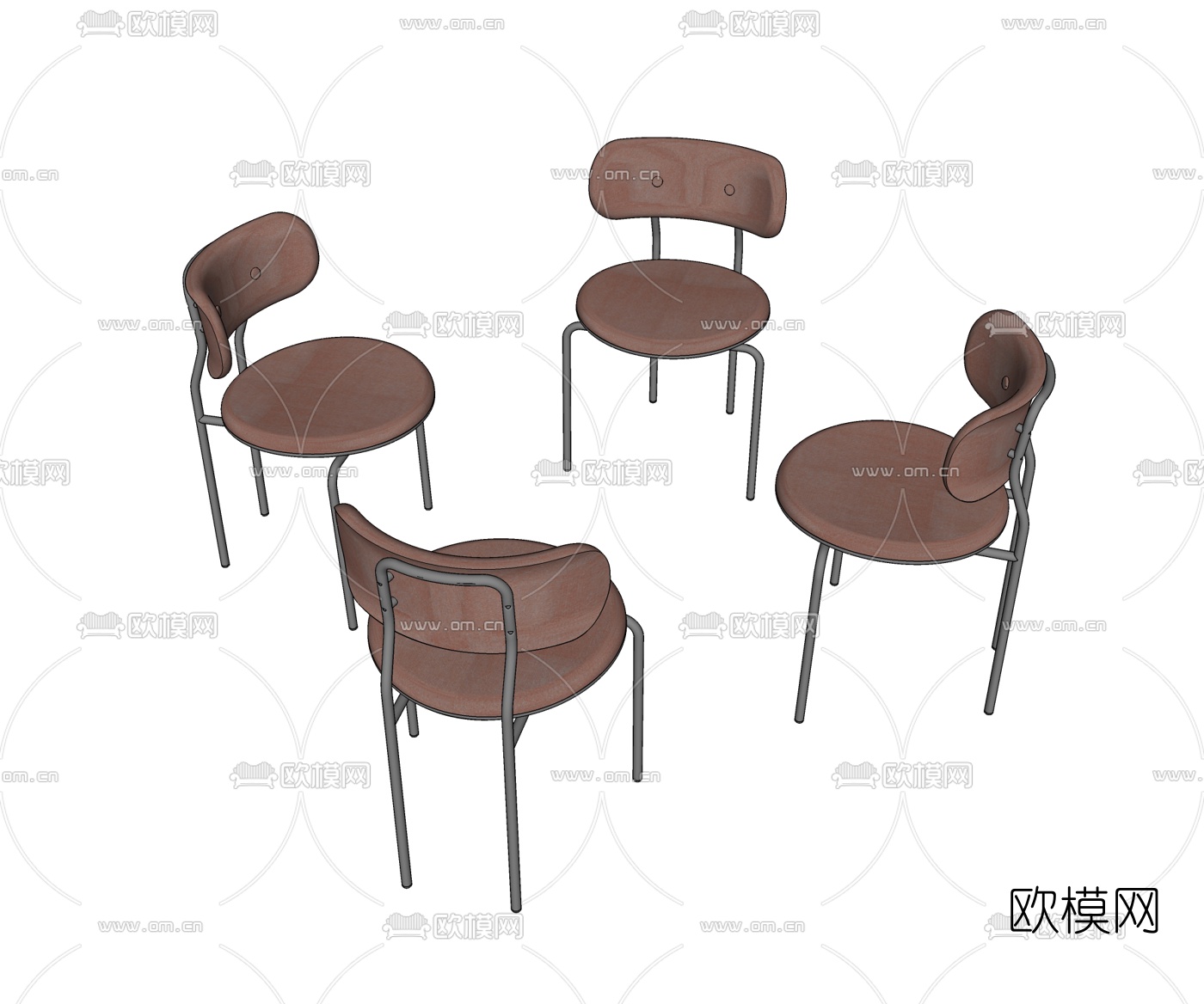 北欧布艺单椅su模型下载