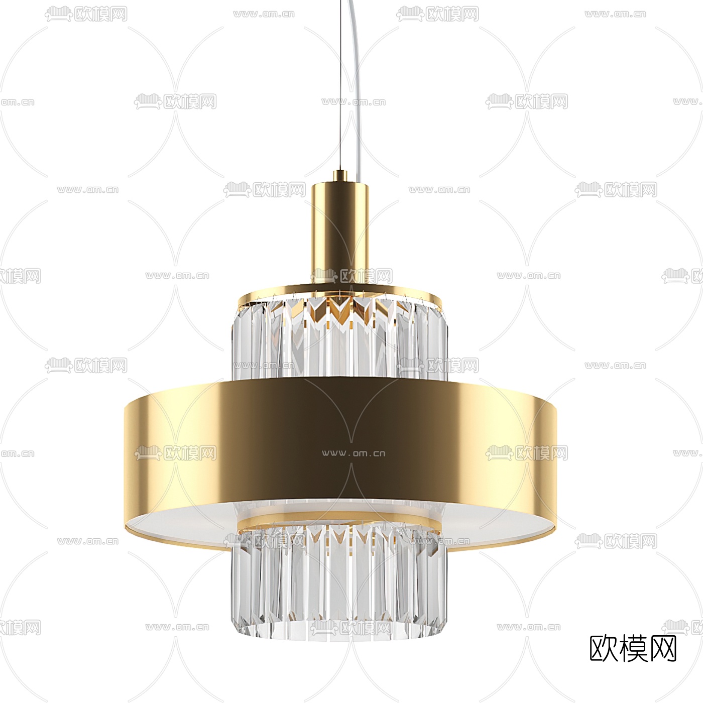 现代金属水晶吊灯3d模型下载