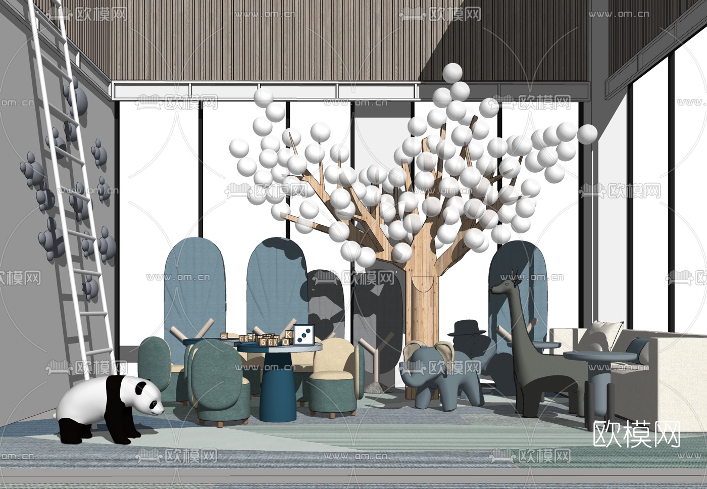 现代售楼处儿童活动区su模型下载