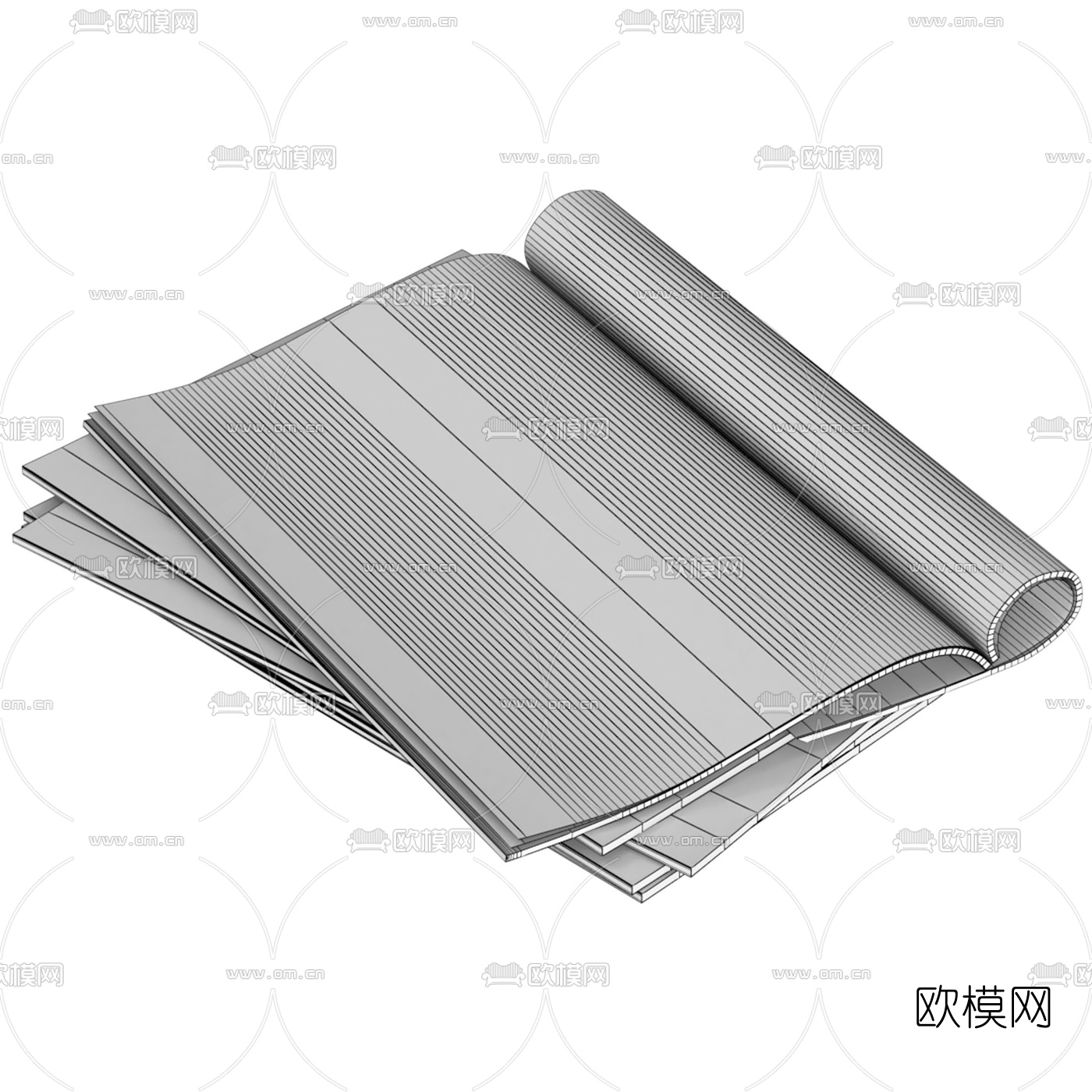 美式杂志摆放组合3d模型下载（渲染图4）