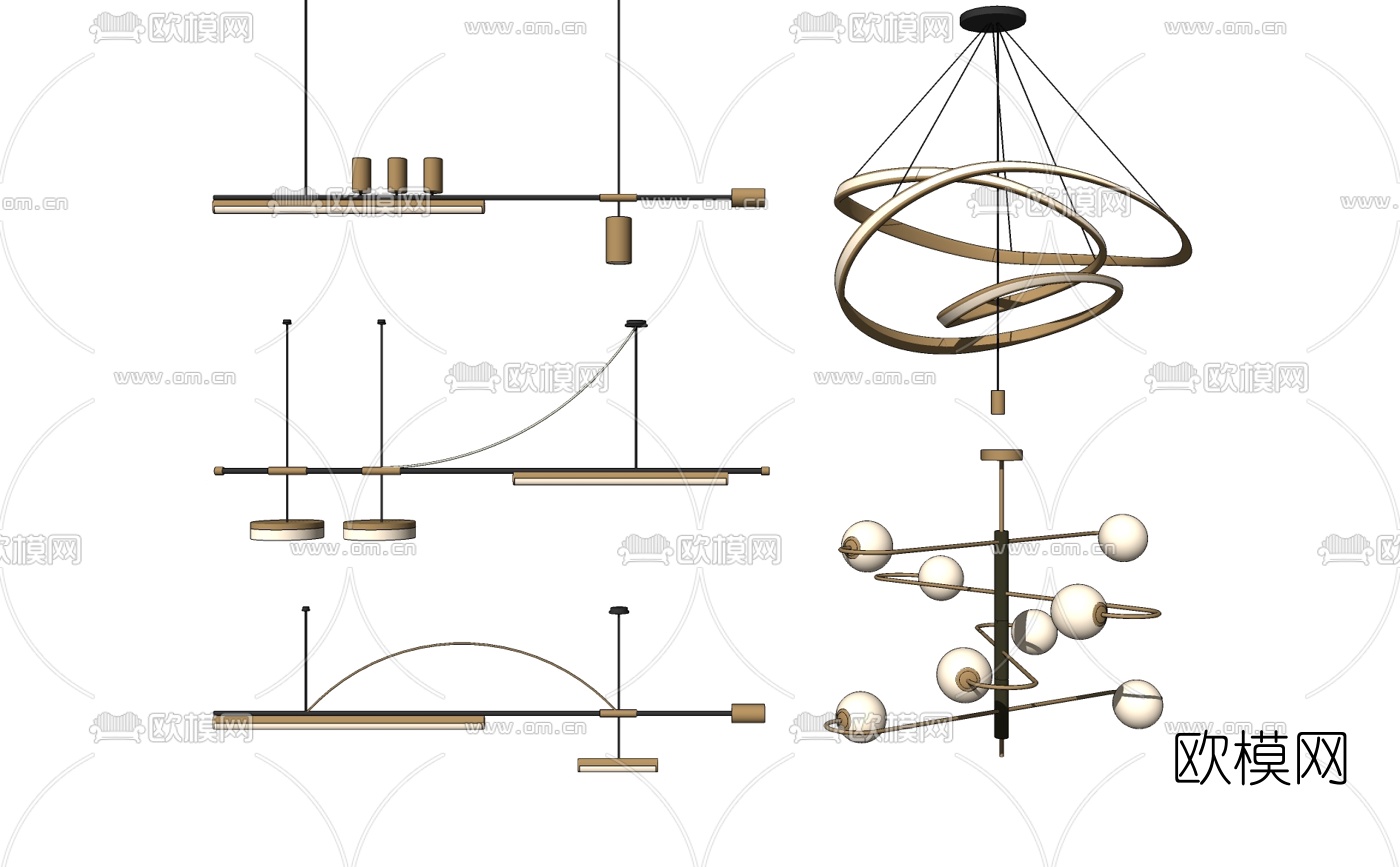 现代轻奢吊灯su模型下载