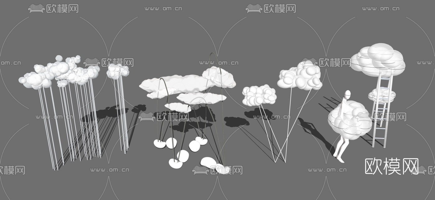 现代云朵雕塑su模型下载（渲染图2）
