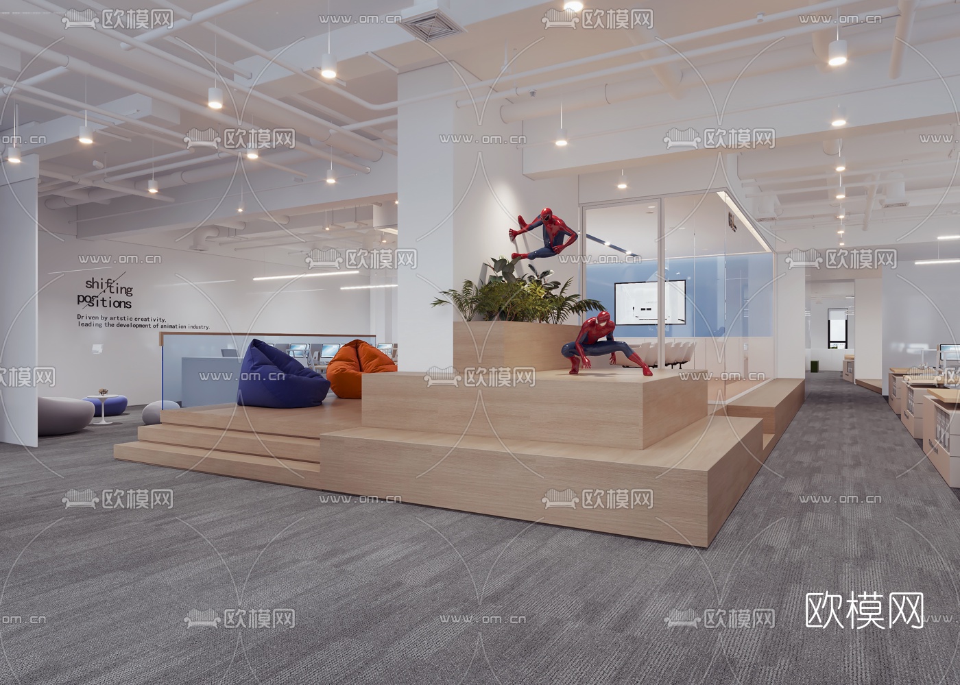 现代办公室休息区3d模型