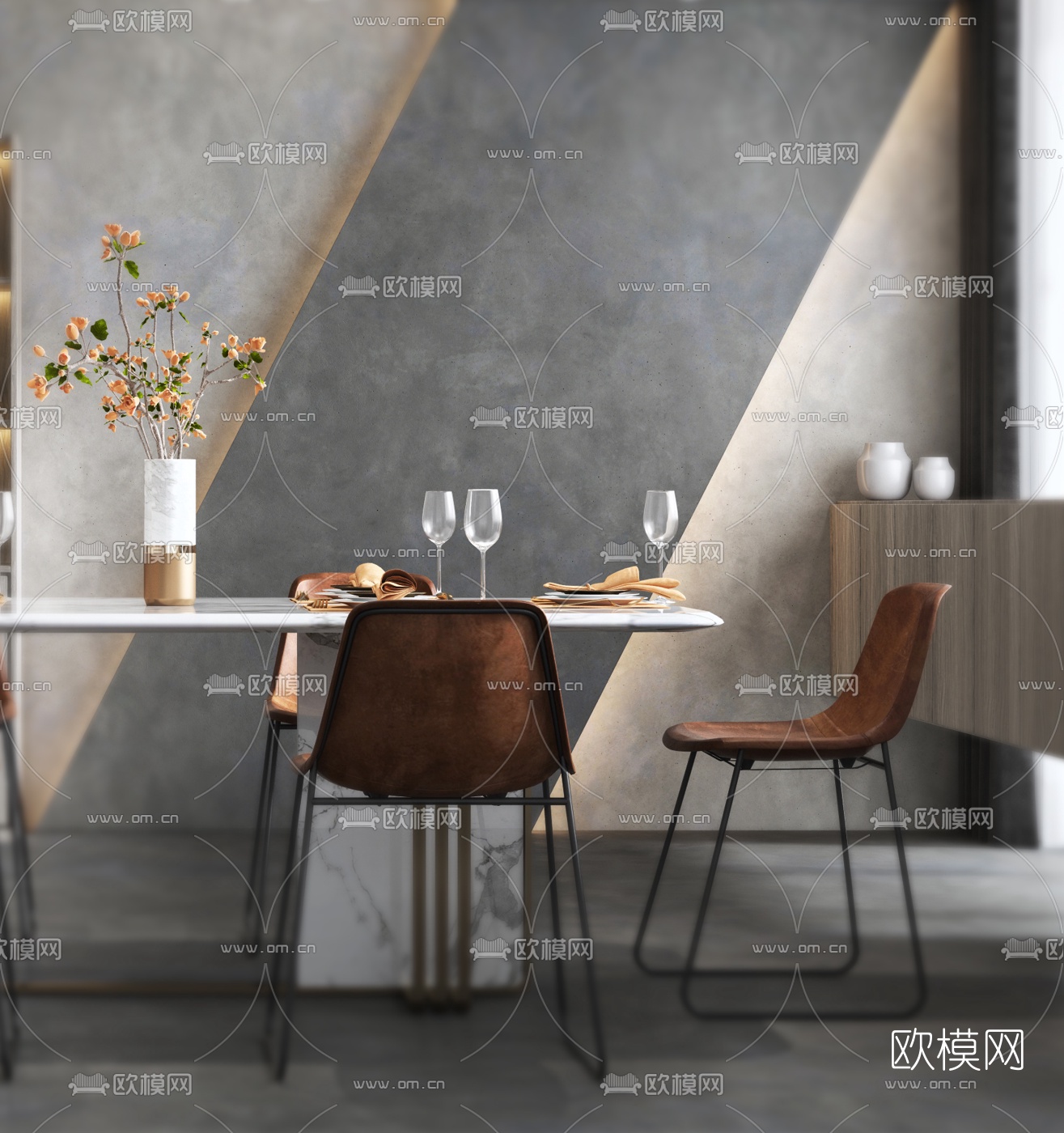工业风餐厅3d模型