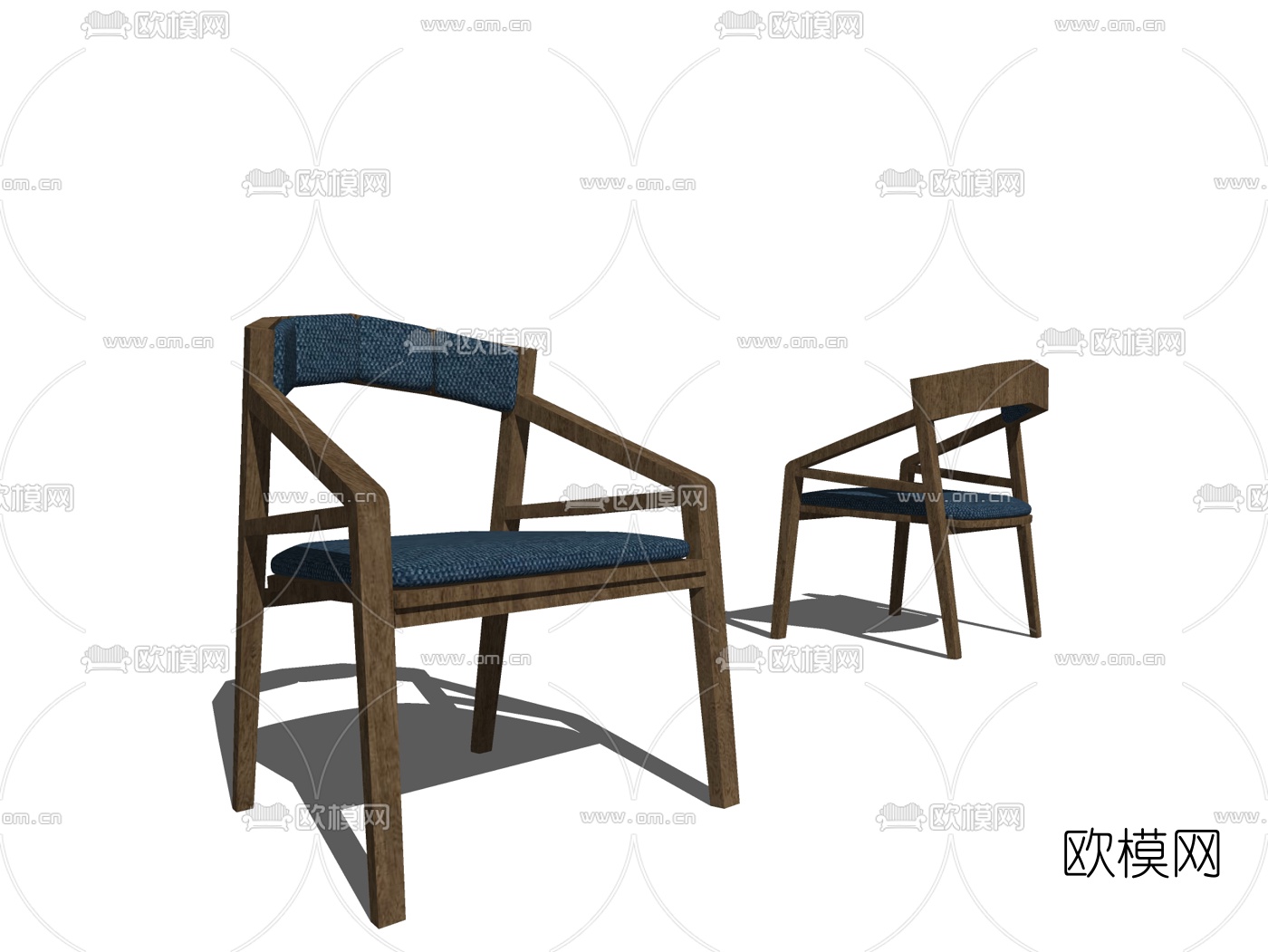现代实木单椅su模型下载