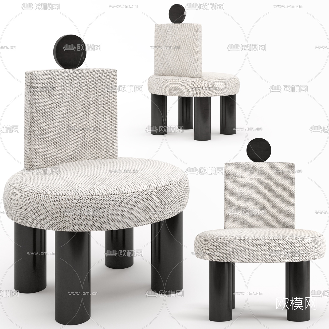 北欧布艺单椅3d模型下载