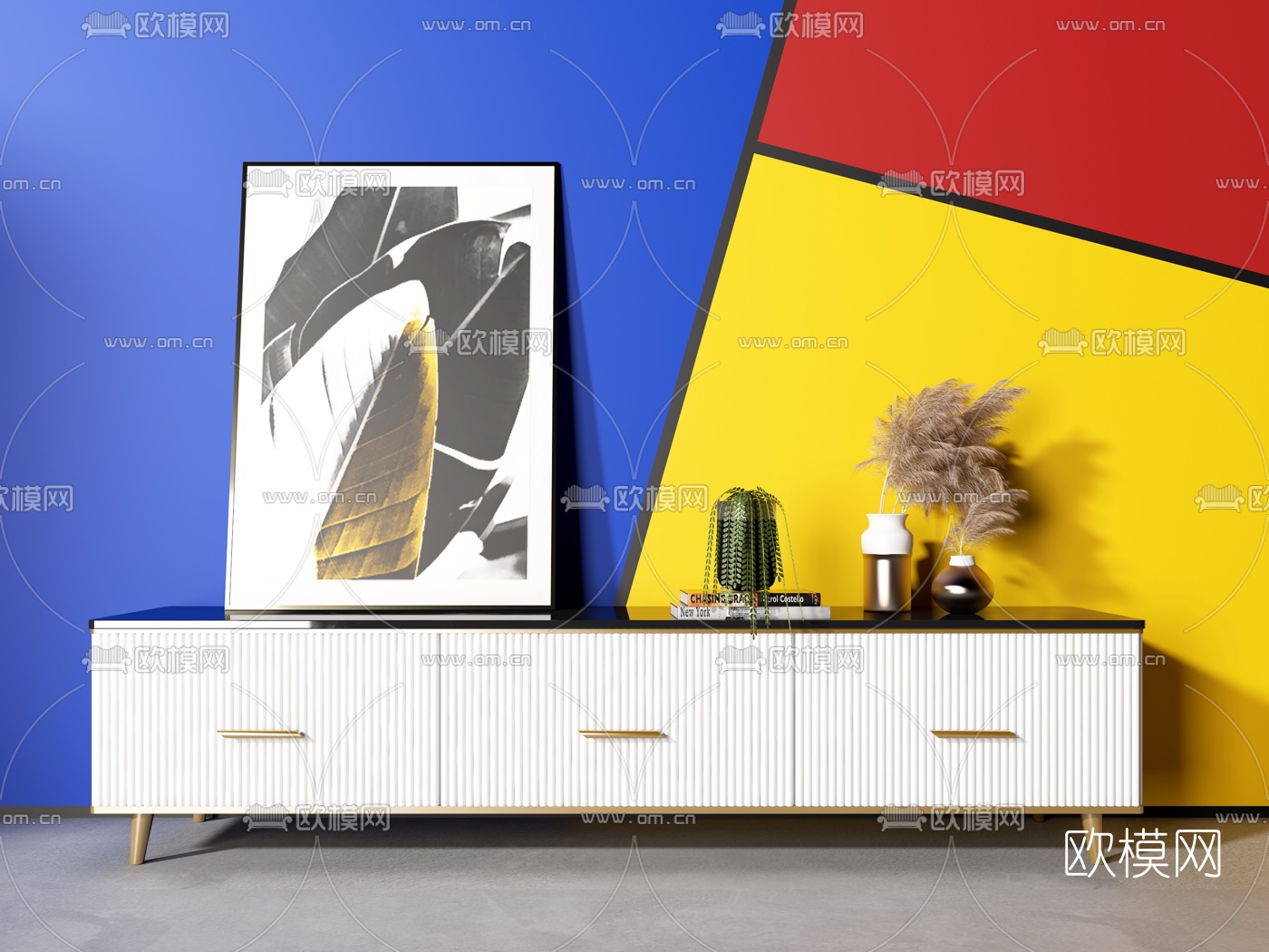 后现代轻奢电视柜3d模型