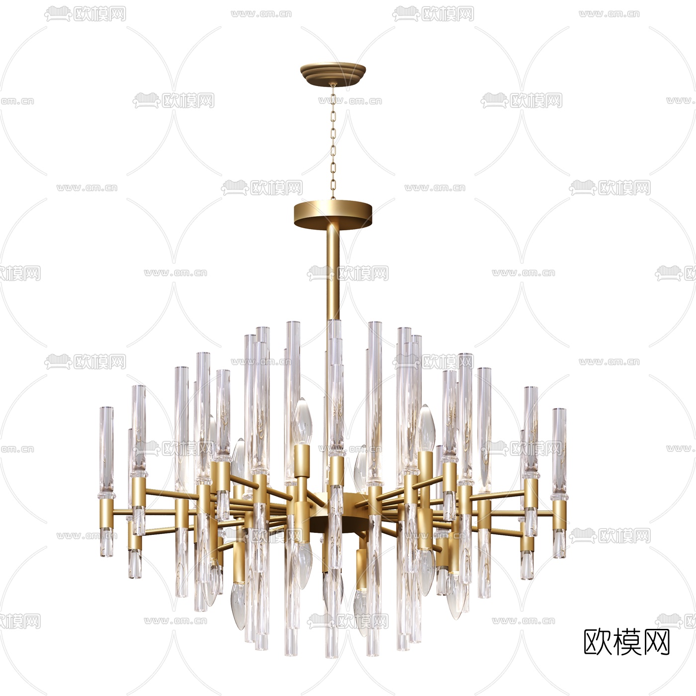 现代轻奢水晶吊灯3d模型下载（渲染图3）
