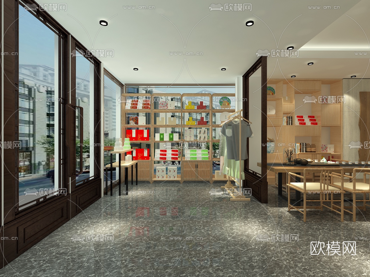 新中式茶楼免费3d模型下载（渲染图3）