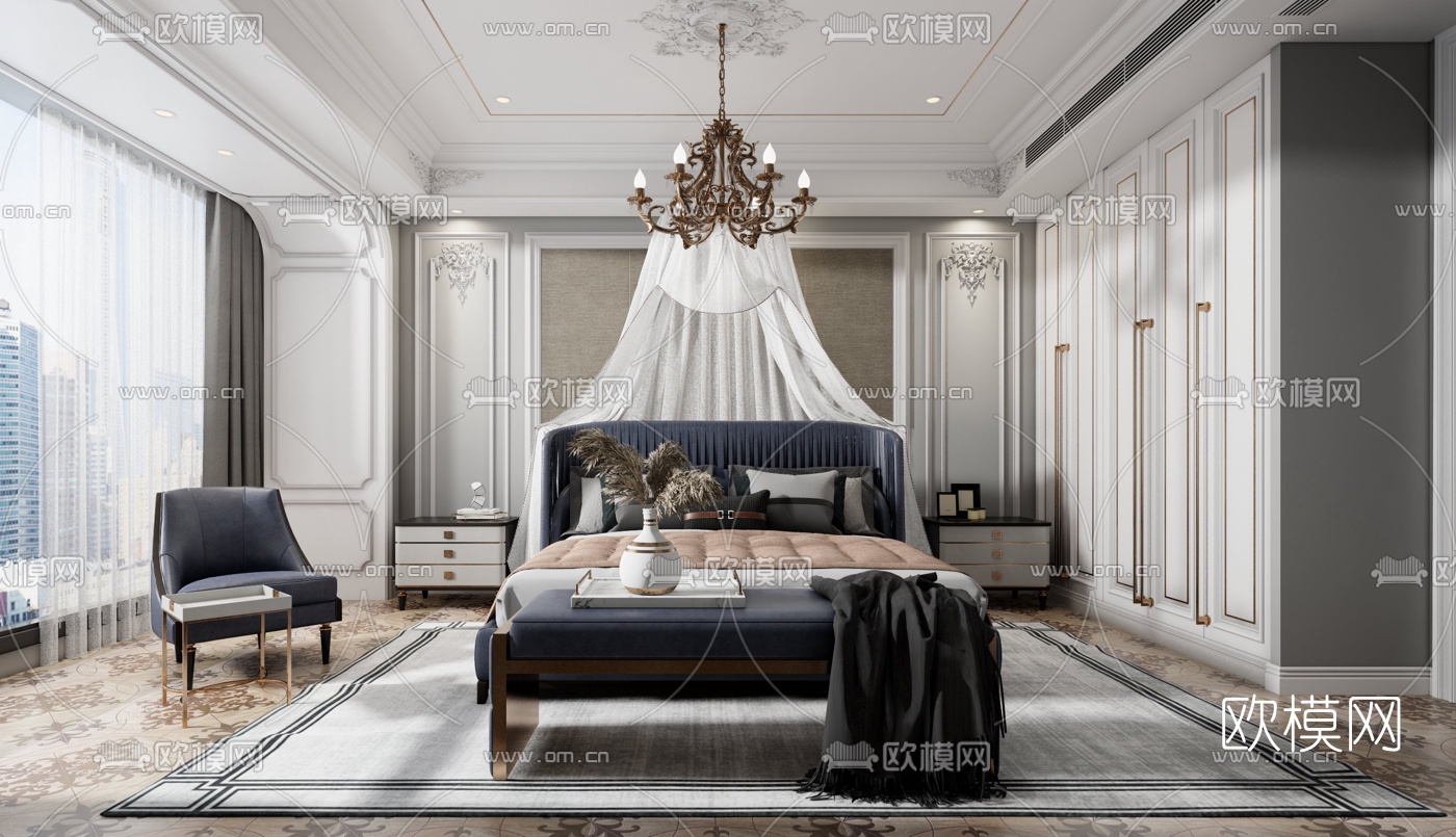 欧式卧室su模型