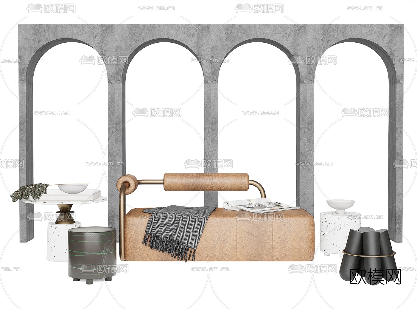 北欧布艺贵妃椅su模型