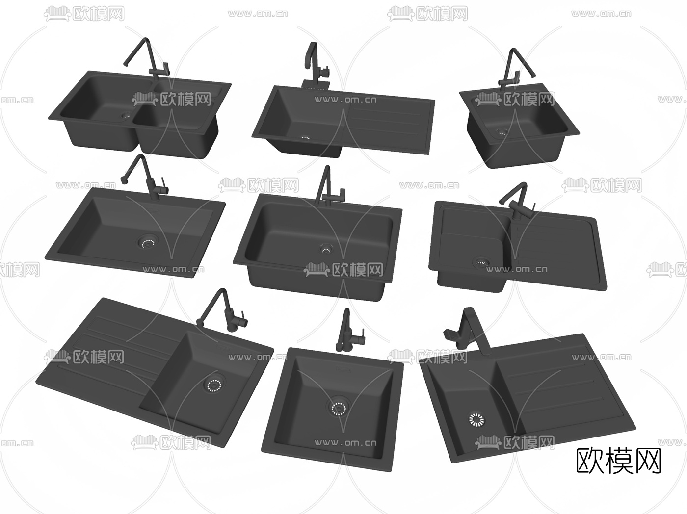 现代洗菜盆水槽su模型下载（渲染图2）