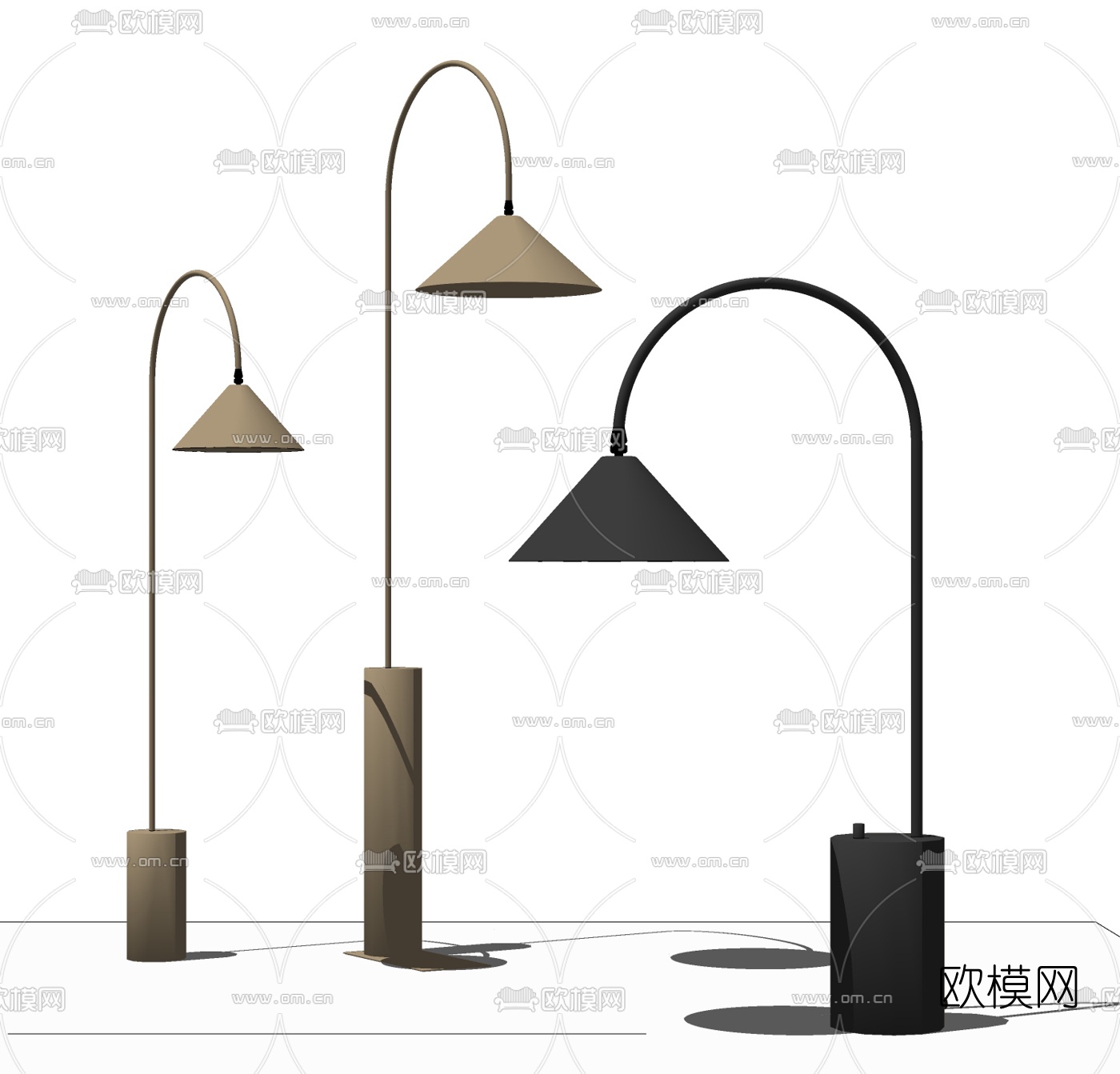 现代轻奢落地灯su模型下载（渲染图2）