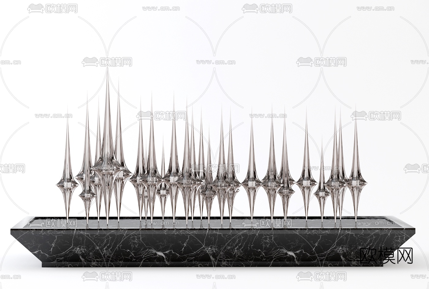 现代艺术水晶装置雕塑3d模型下载（渲染图2）