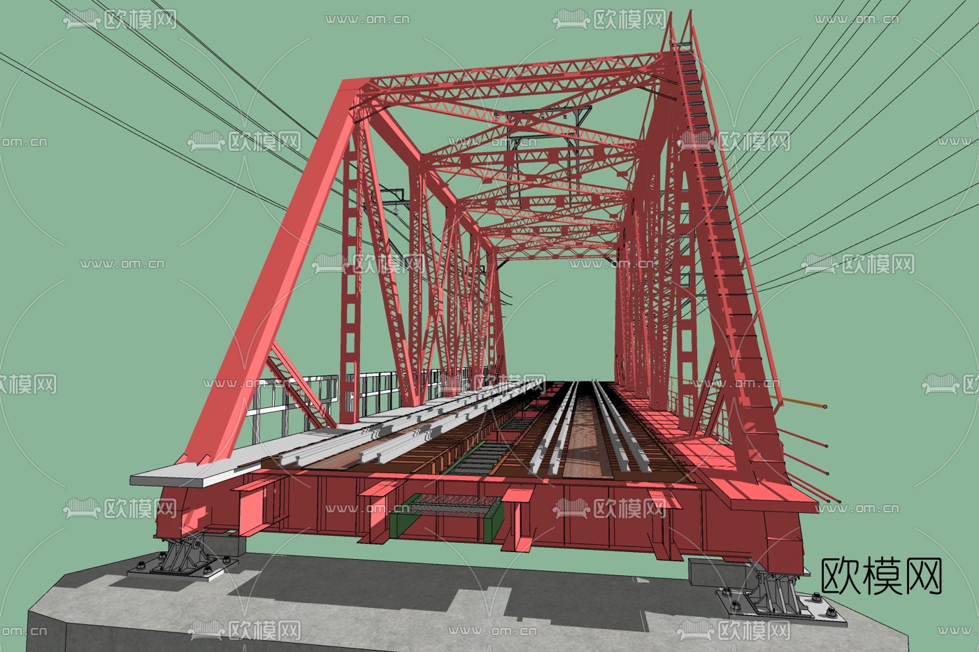 工业风金属桥梁免费su模型下载